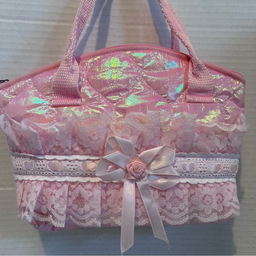 Shiny pink bag 6” x 8” x  2”